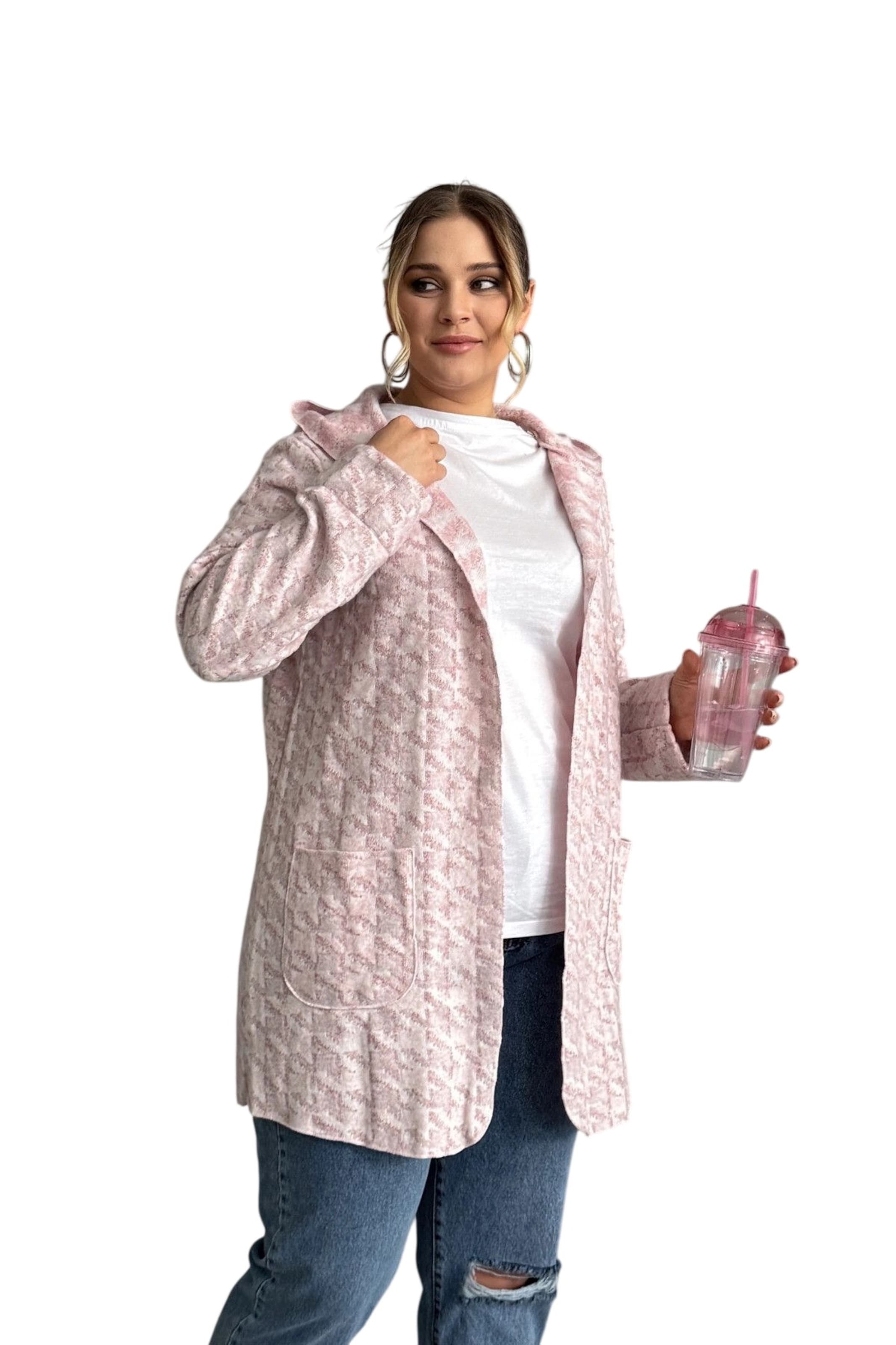 Stil Diva Gebreid vest in Roze: voorkant