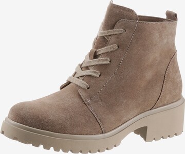 WALDLÄUFER Lace-Up Ankle Boots in Beige: front