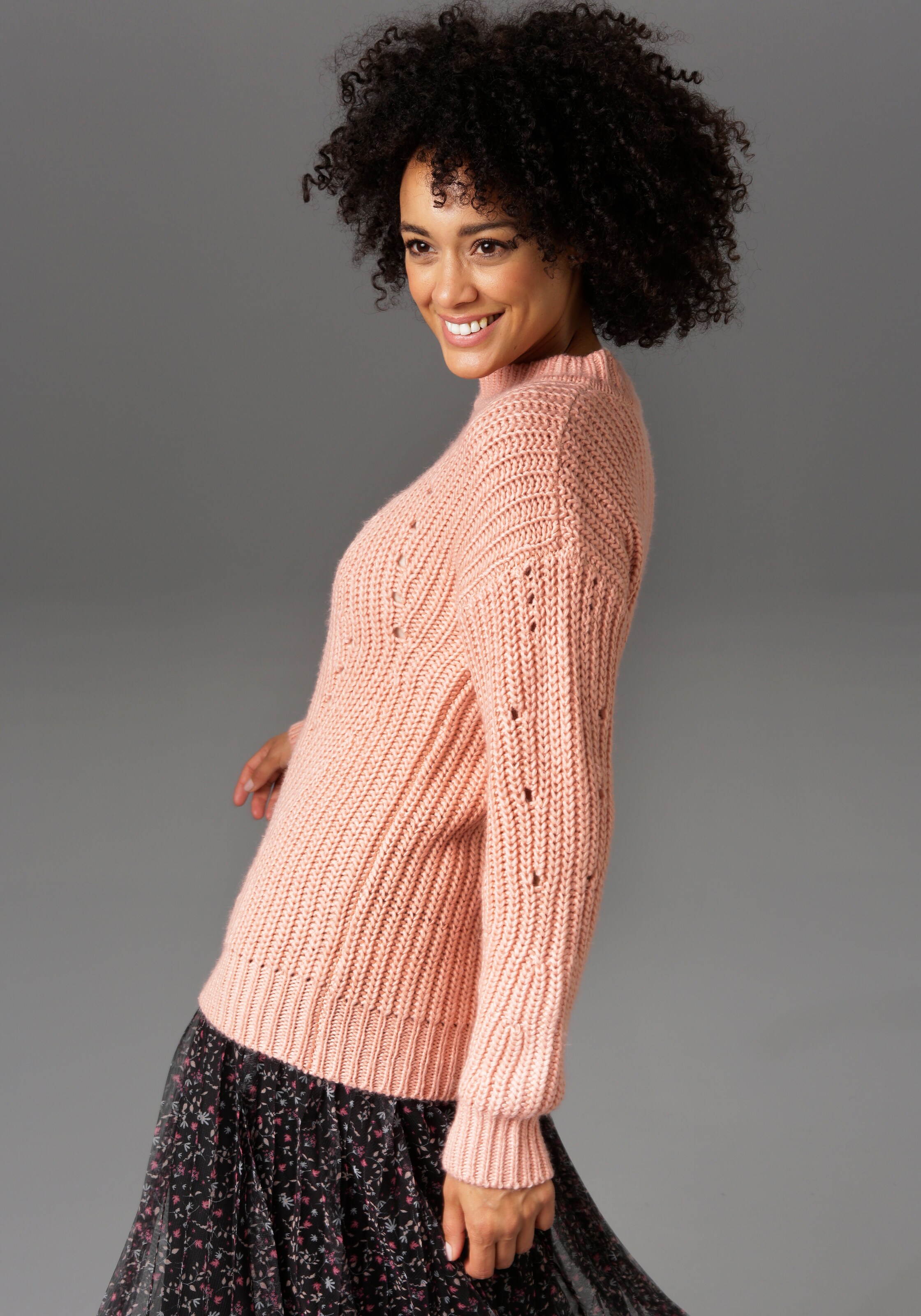 Frauen Pullover & Strick Aniston CASUAL Pullover in Lachs - SW23044 Frauen Pullover & Strick Aniston CASUAL Pullover in Lachs - SW23044