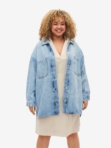 Zizzi Between-Season Jacket 'CASSY' in Blue: front