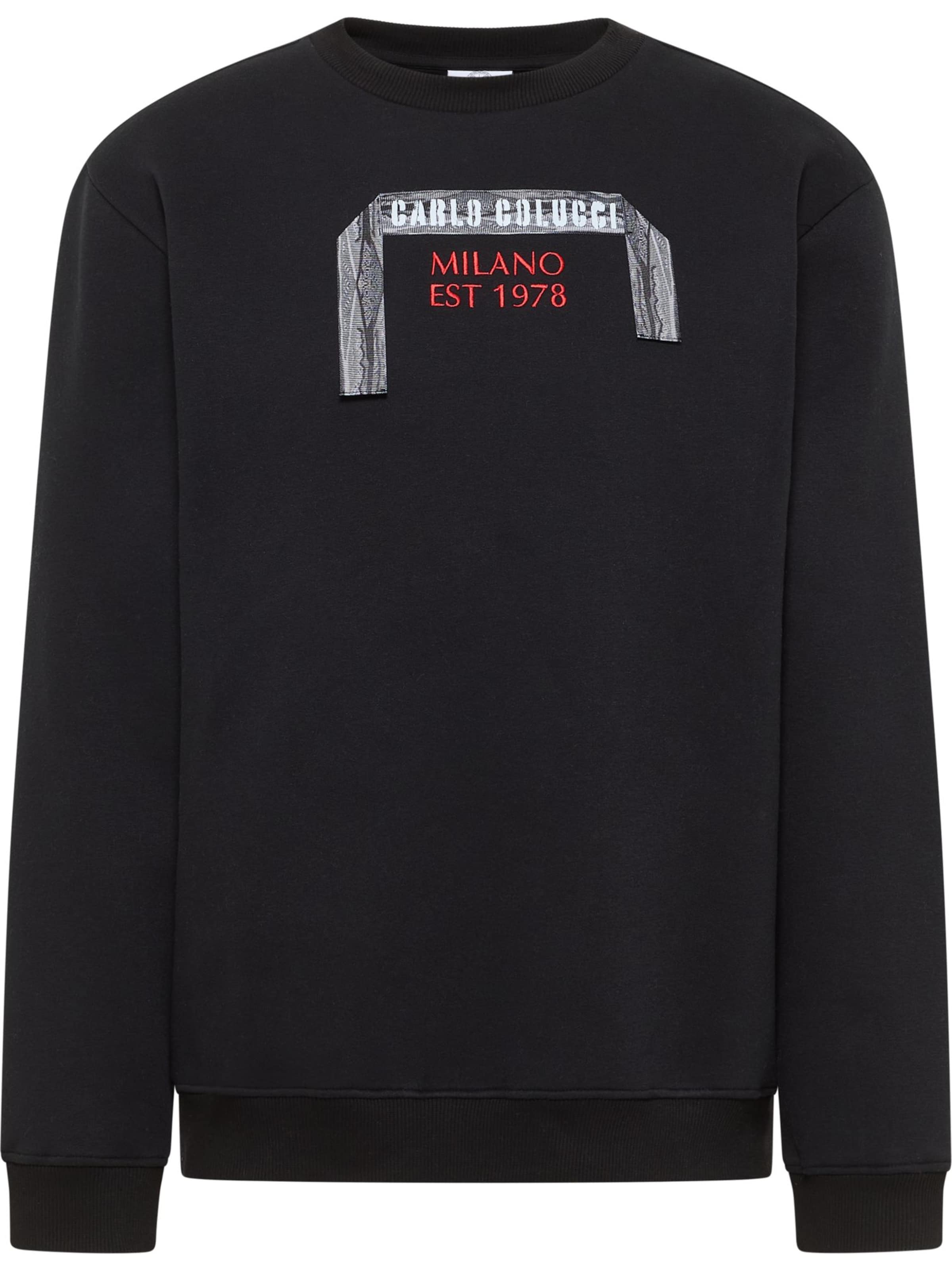 Carlo Colucci Sweatshirt 'Erba' in Zwart: voorkant