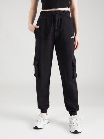 NU-IN Tapered Cargo Pants in Black: front