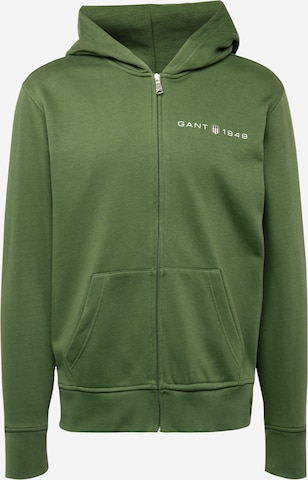 GANT Sweatvest in Groen: voorkant