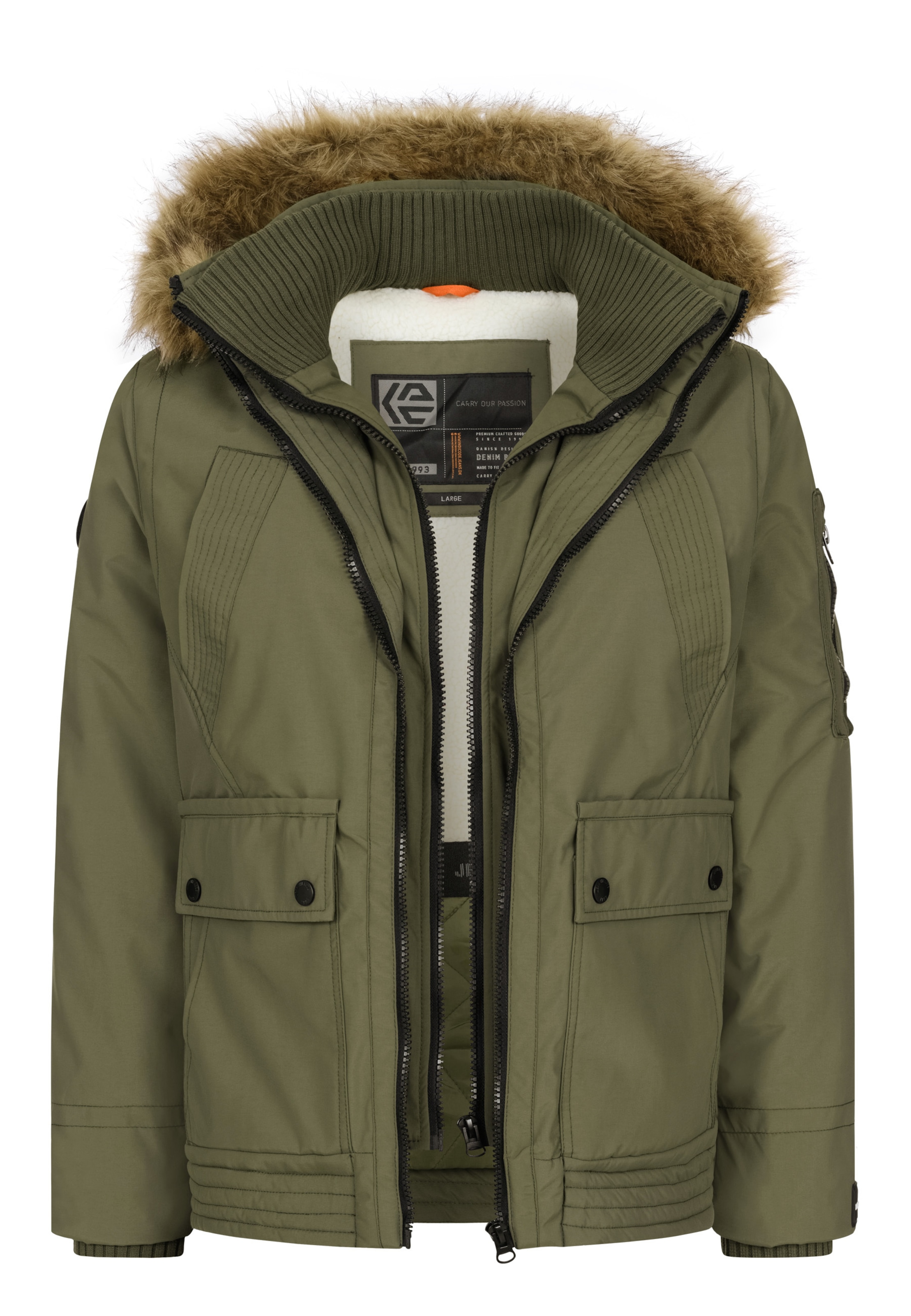 INDICODE JEANS Winter Jacket 'Mois' in Green: front