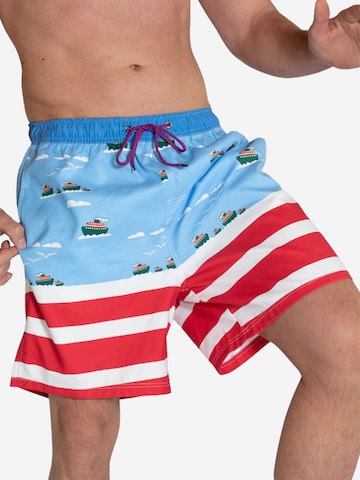 Shorts de bain ' WATER GIRAFFE ' UNABUX en bleu : devant
