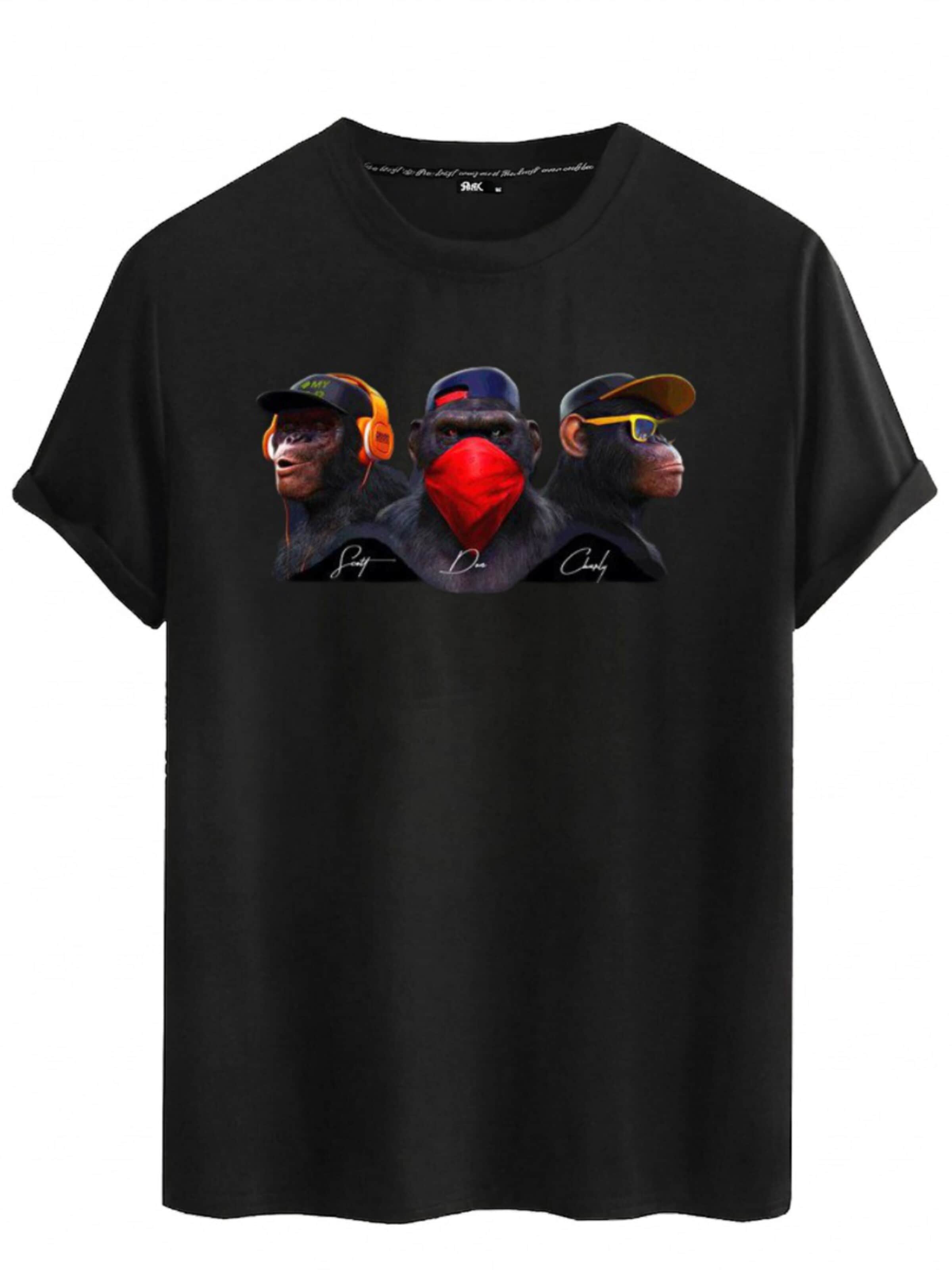 RMK Shirt 'kurzarm Affe'‌‌‌‌‌‌‌‌‌ in Schwarz: Vorderseite