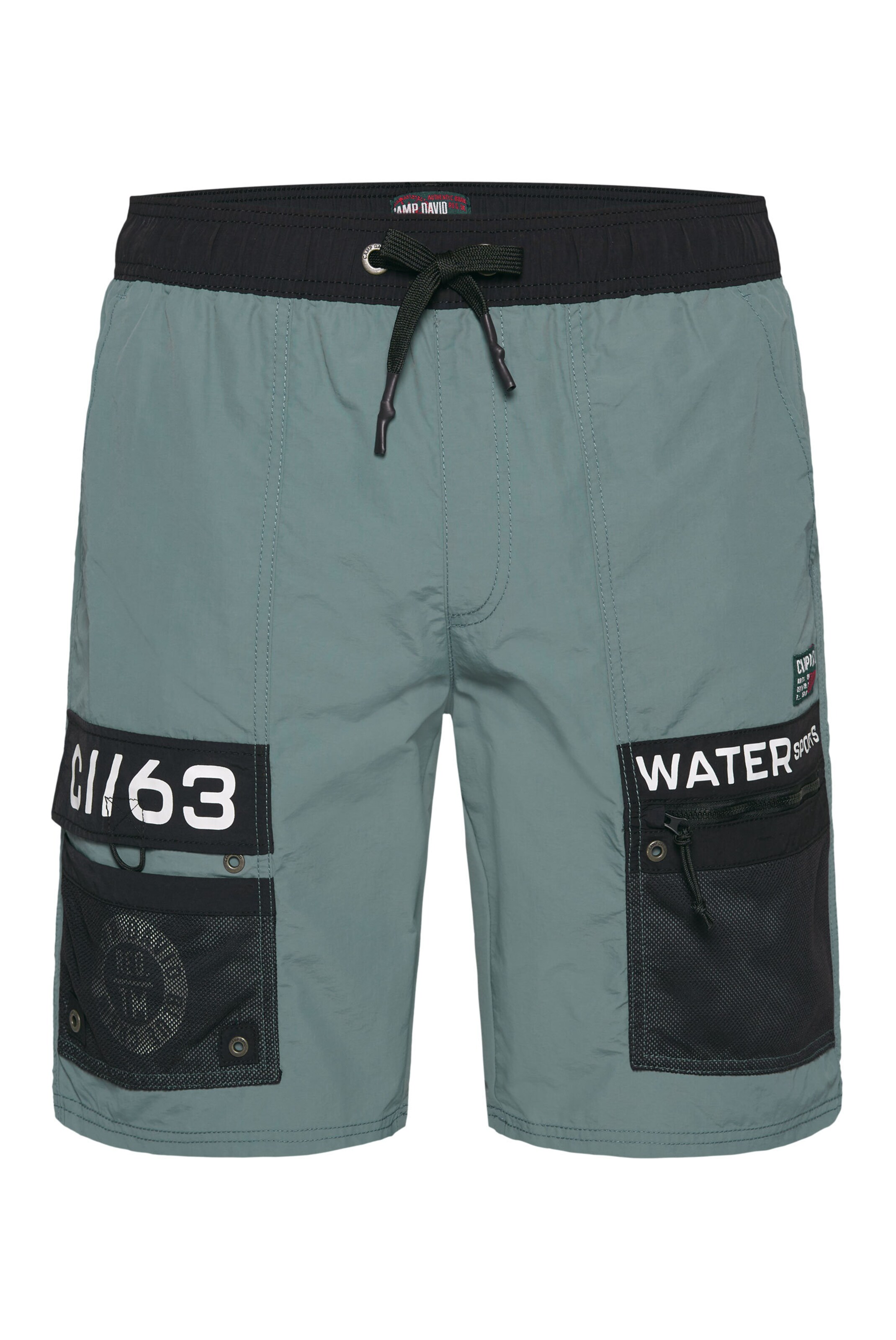 CAMP DAVID Board Shorts in Green: front