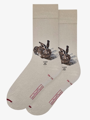MuseARTa Socks 'Albrecht Dürer - Feldhase' in Beige: front