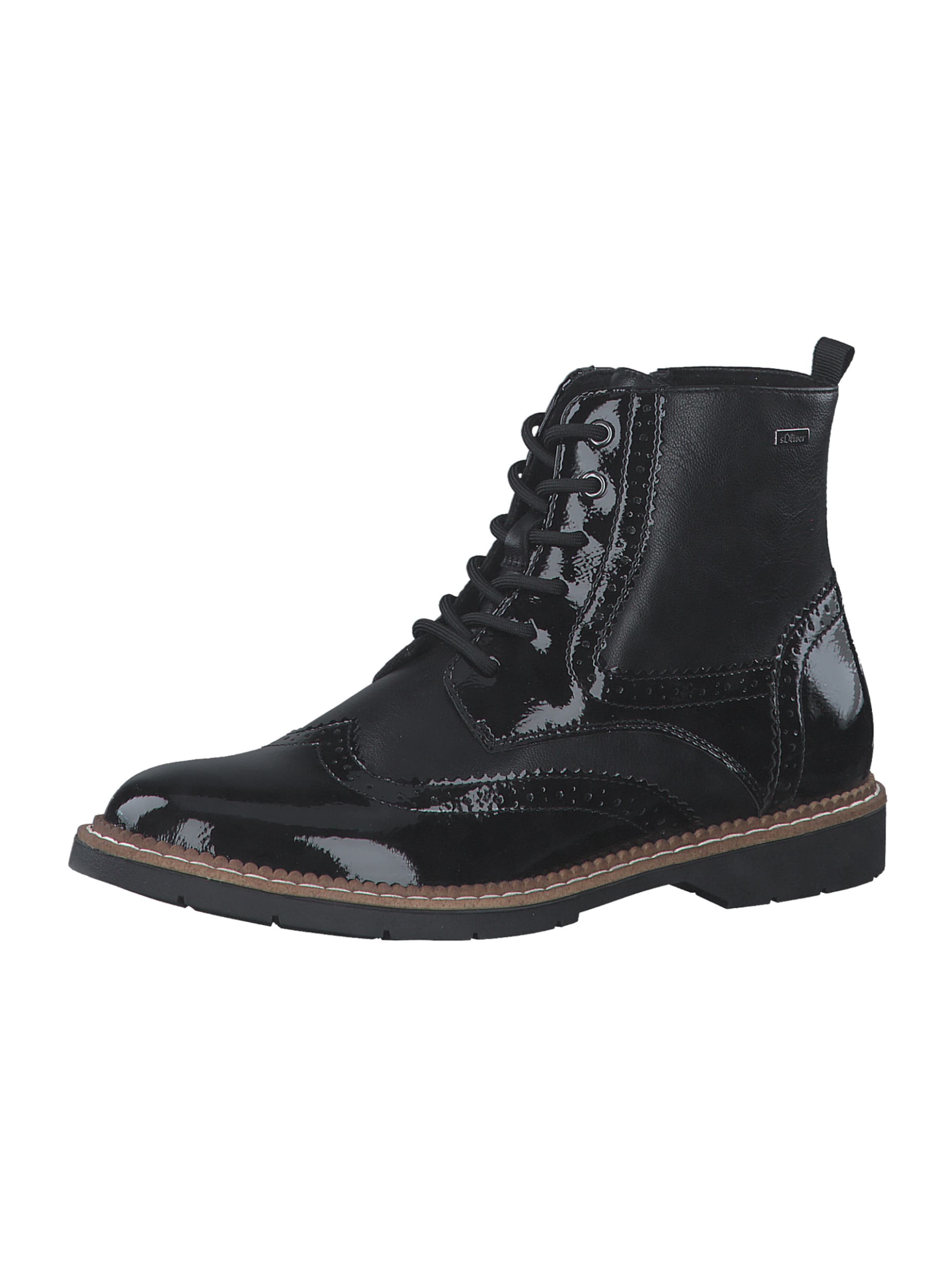 s.Oliver Lace-Up Ankle Boots in Black: front