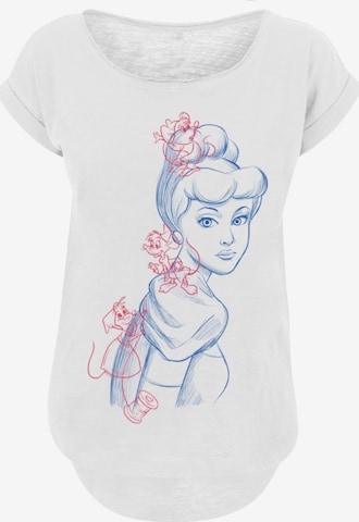 F4NT4STIC Shirt 'Cinderella Mouse Sketch' in Wit: voorkant