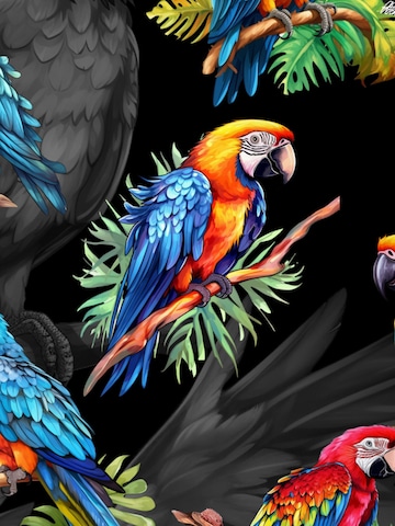Hawaiihemdshop.de Regularny krój Koszula 'Hawaiihemd Hawaiian Parrots' w kolorze czarny