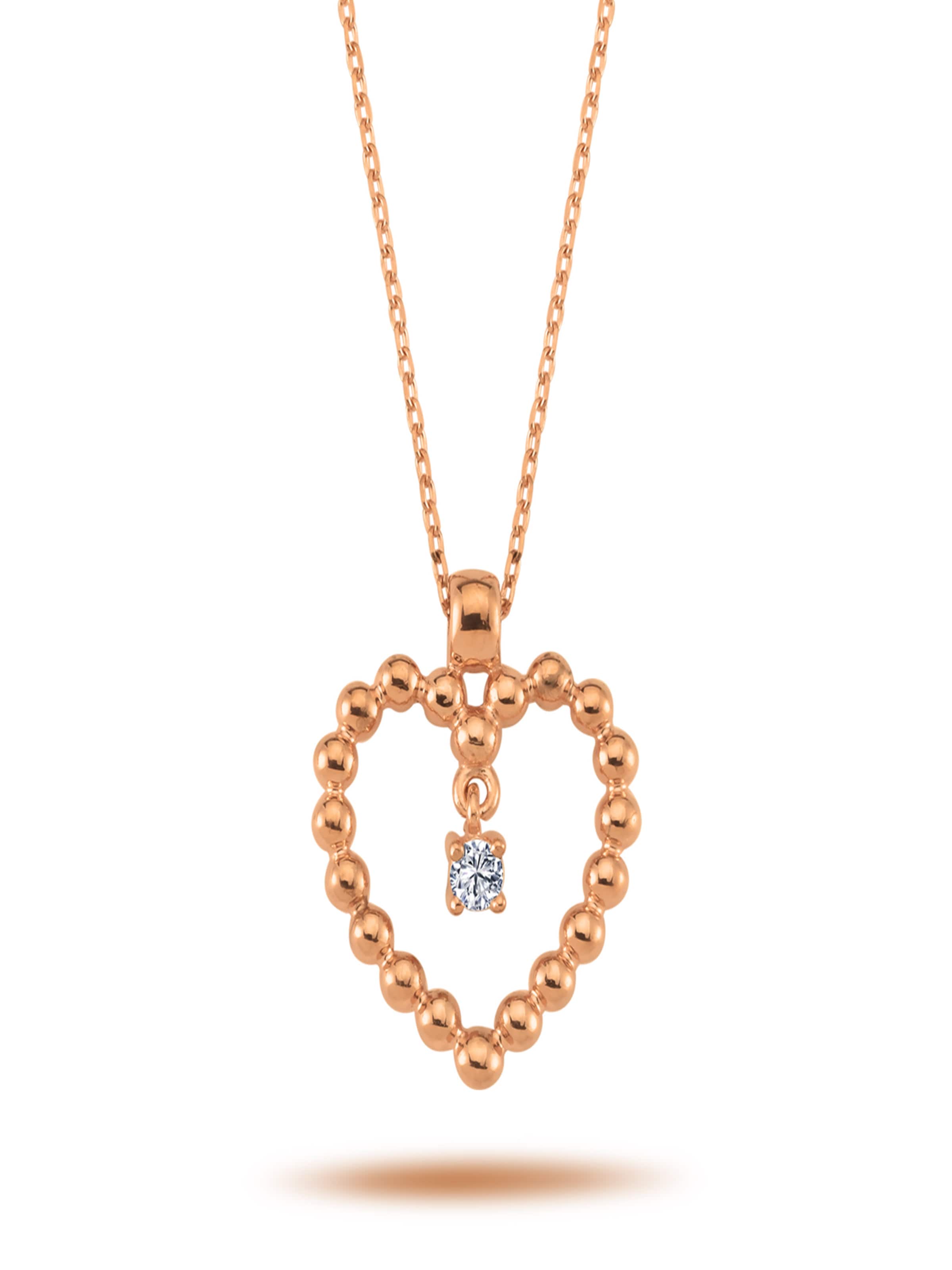 EinStein Diamant Anhänger 'Halskette mit Herzanhänger und Solitär Brilliant in 14 Karat Rotgold Rosegold'‌‌‌‌‌‌‌‌‌‌ in Gold: Vorderseite