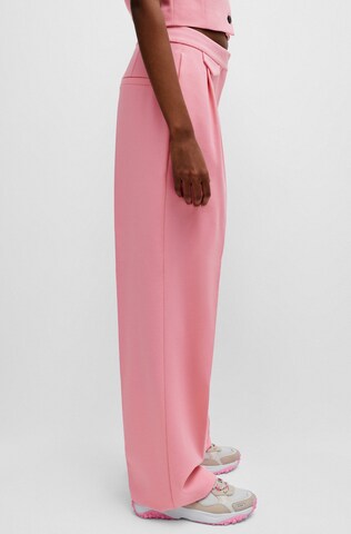 HUGO Wide leg Pleat-Front Pants 'Helepher' in Pink