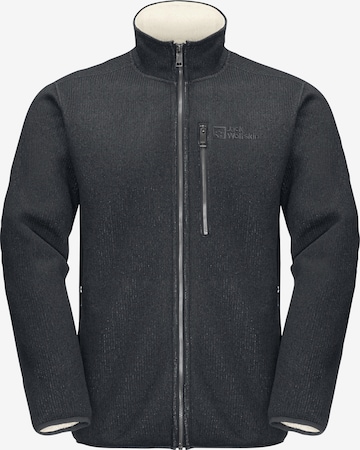 JACK WOLFSKIN Athletic Fleece Jacket 'Robson Fjord' in Grey: front
