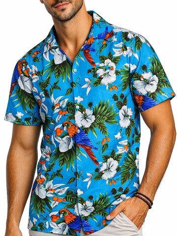 King Kameha Shirt 'Cherryparrot' in Blue