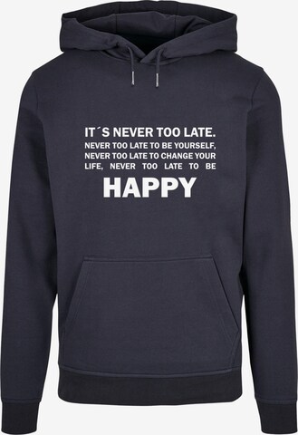 Merchcode Sweatshirt 'Never Too Late' in Blue: front