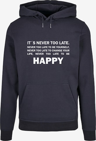 Sweat-shirt 'Never Too Late' Merchcode en bleu : devant