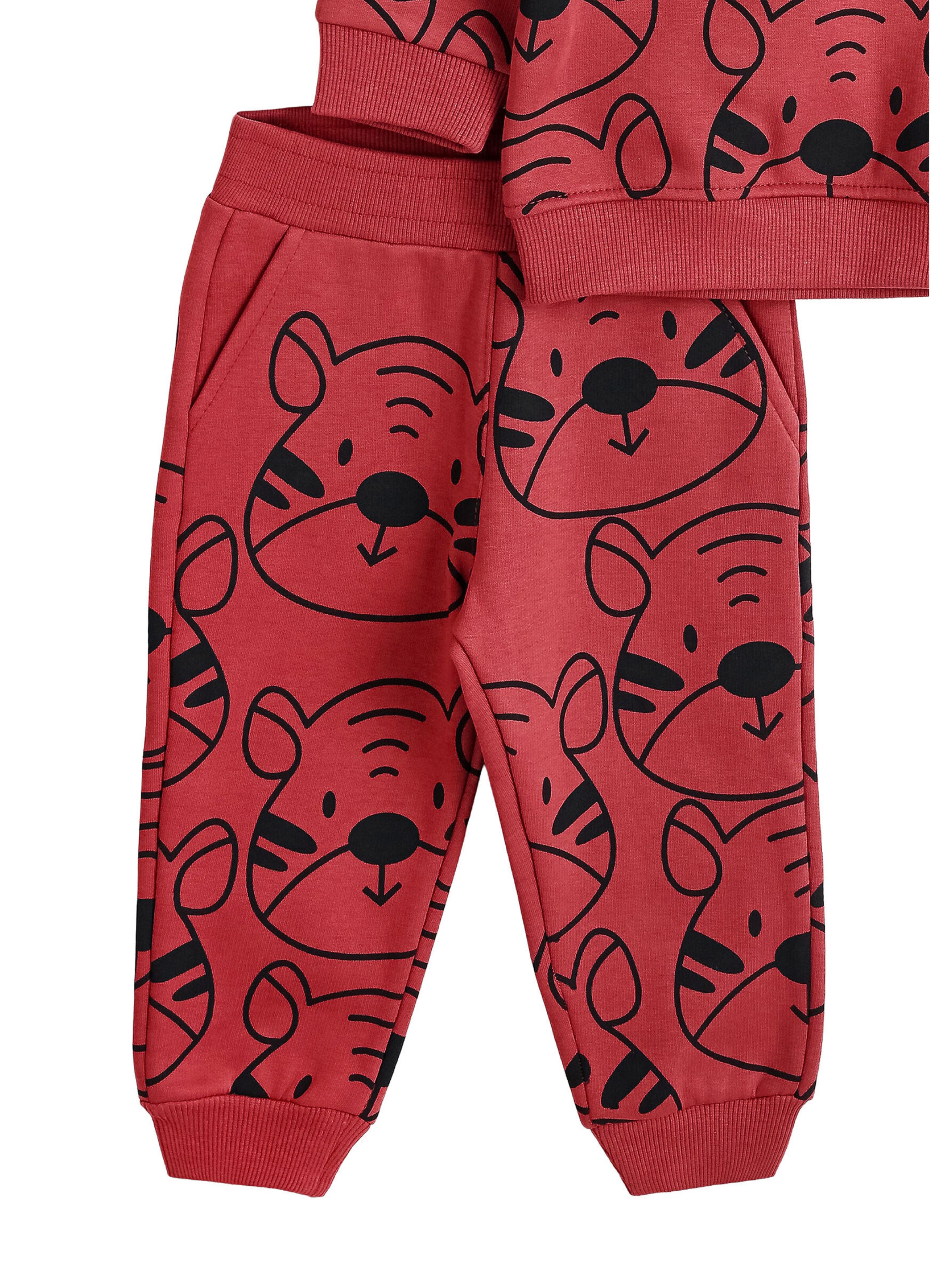 Solang Freizeitanzug  Baby-Zweiteiler-Set Allover-Tigerprint in Rot