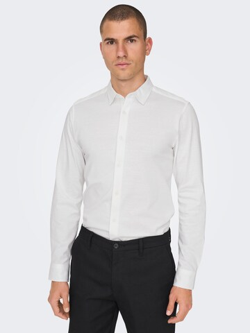Coupe slim Chemise 'Miles' Only & Sons en blanc