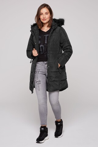Soccx Steppparka mit abtrennbarer Kapuze und Kunstfell in Schwarz