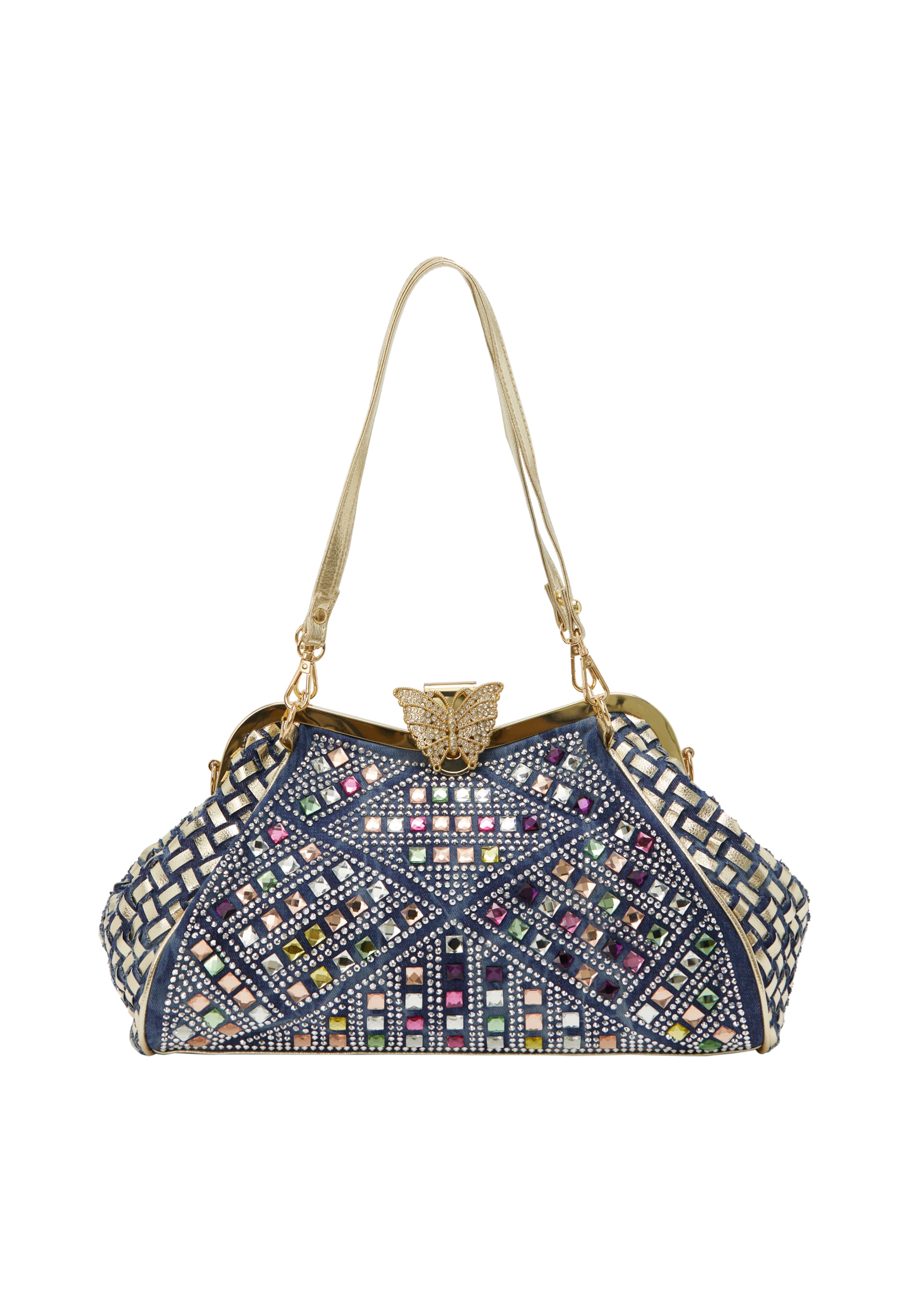 Clutch de la faina pe albastru: față