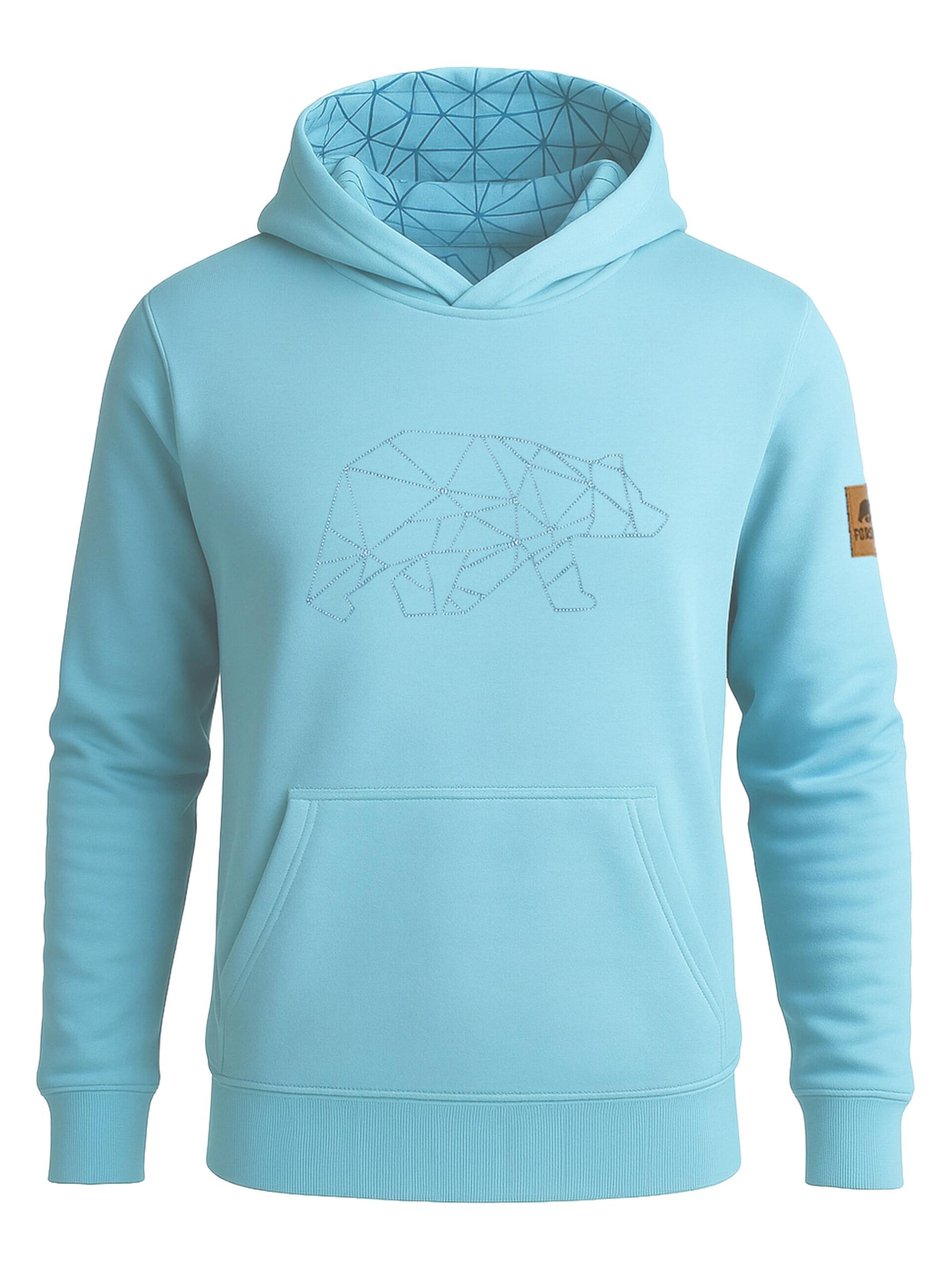 FORSBERG Sweatshirt 'Hoodie mit gesticktem Polygonbär' in Blau: Vorderseite