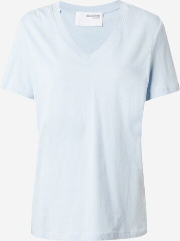 T-shirt 'ESSENTIAL' SELECTED FEMME en bleu : devant