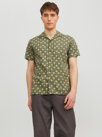 JACK & JONES Comfort fit Button Up Shirt 'LANDON' in Green