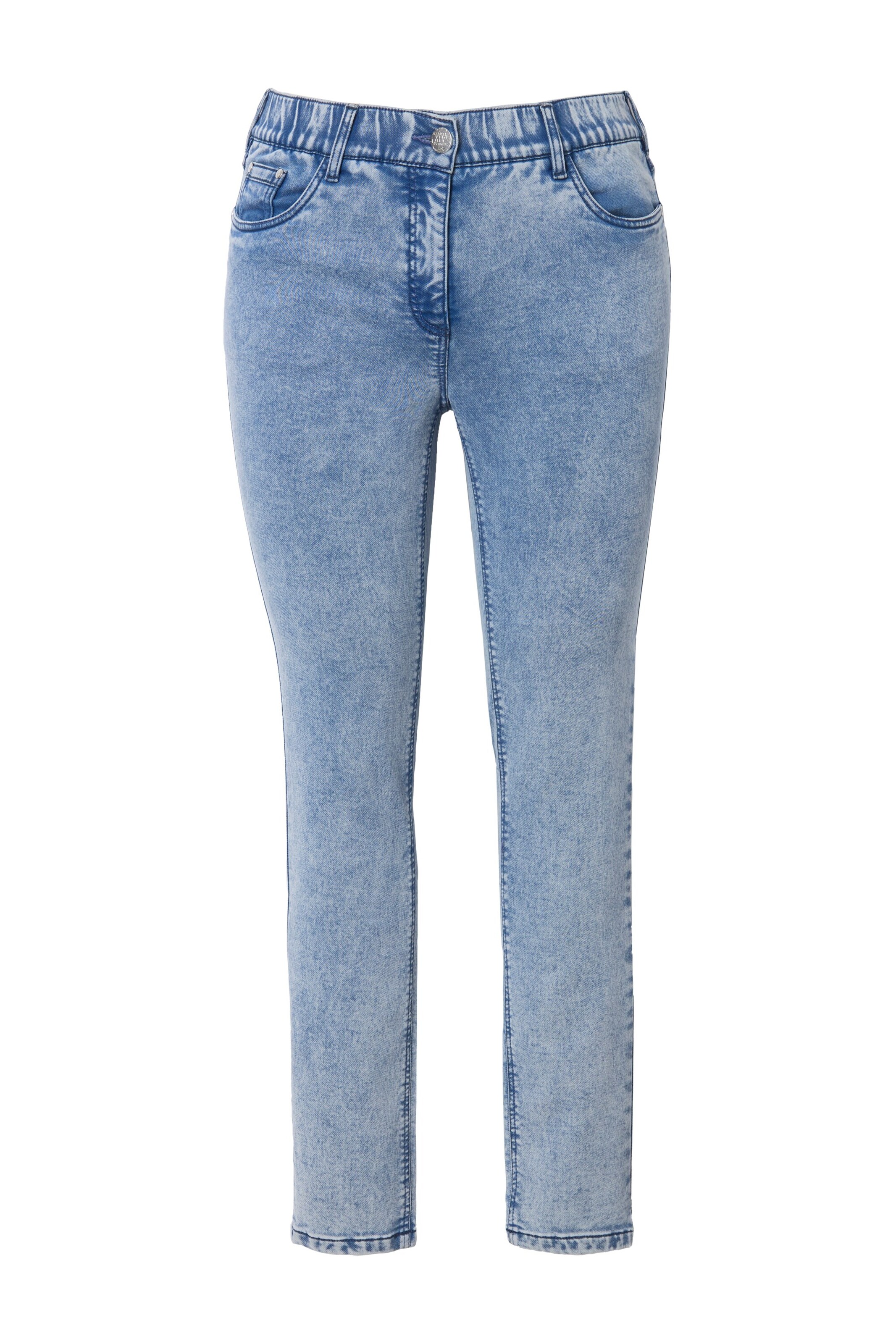 Ulla Popken Slimfit Jeans in Blauw: voorkant