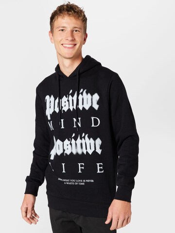 JACK & JONES Sweatshirt 'POSITIVE' in Zwart: voorkant