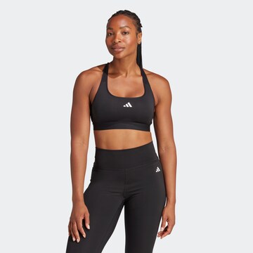 ADIDAS PERFORMANCE Bustier Urheilurintaliivit 'Powerreact Training Medium-support' värissä musta: edessä