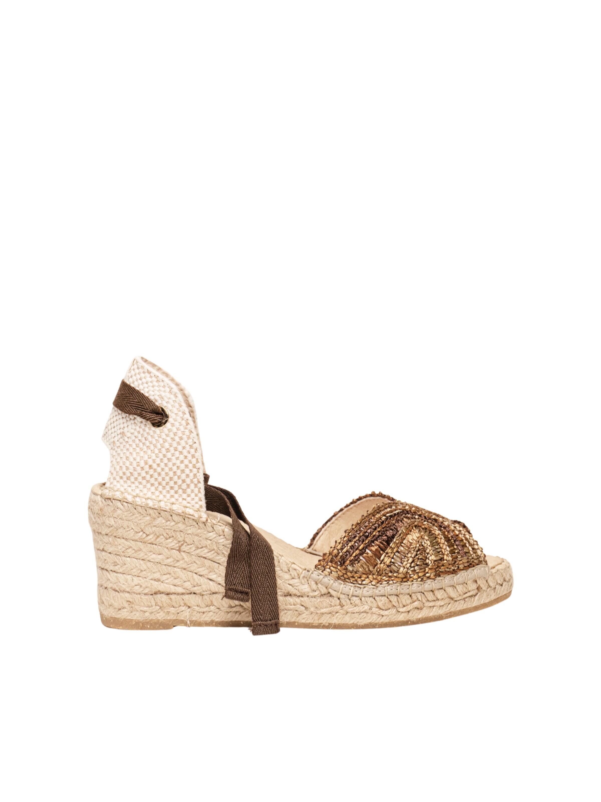 Alhamas Sandal 'Alpargata Cuña 7 cm' in Brown: front