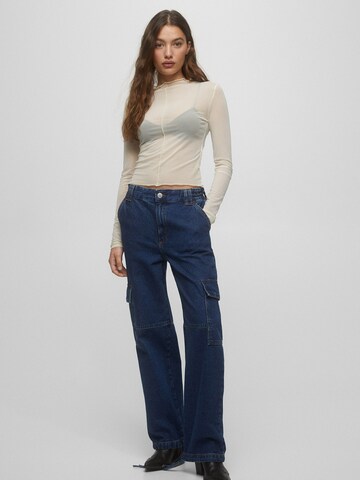 Pull&Bear Regular Cargojeans in Blauw: voorkant