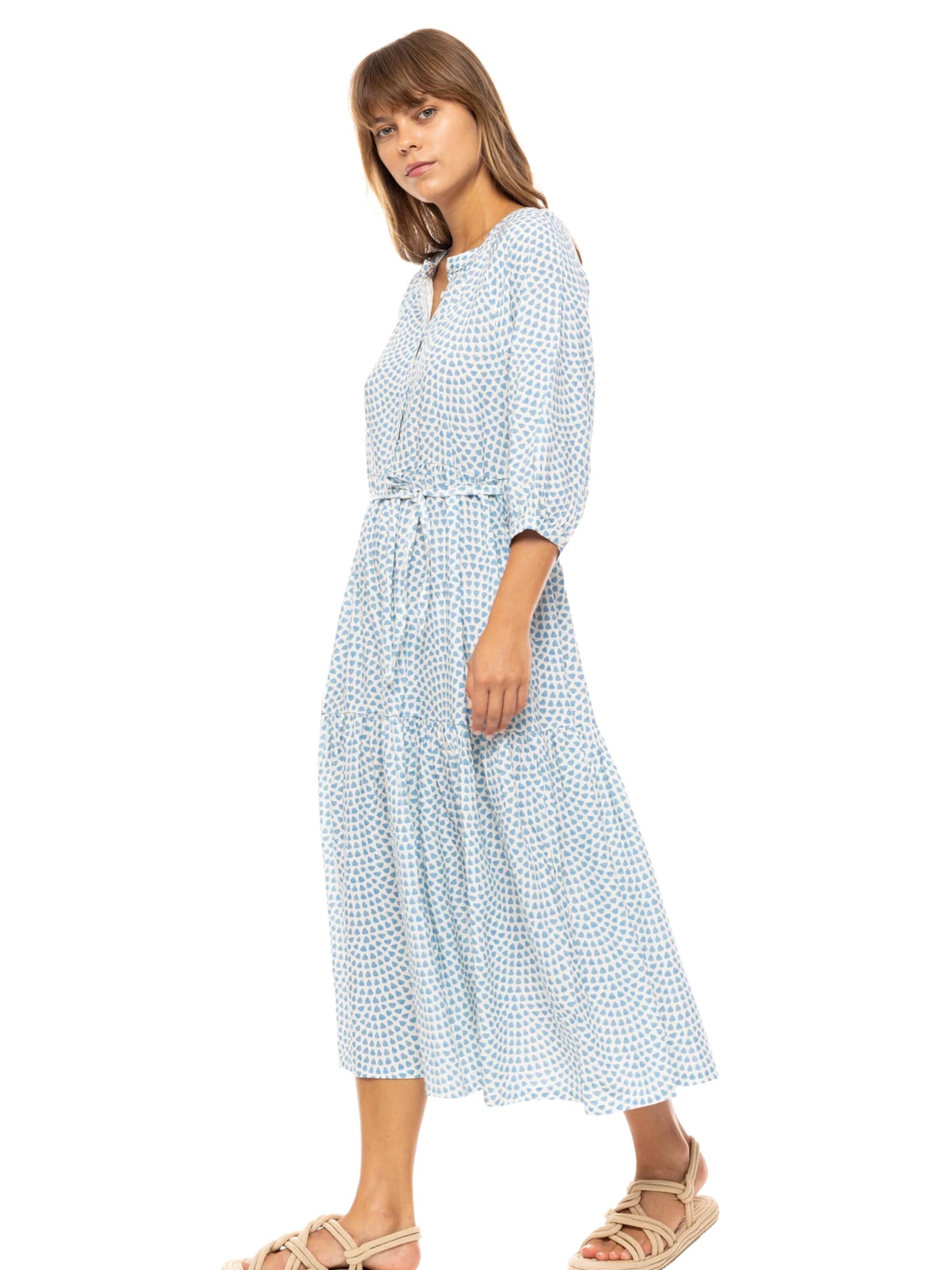 Pink LabelLjetna haljina 'BEACHWEAR LONG VISTA BLUE & CREAM' - plava boja