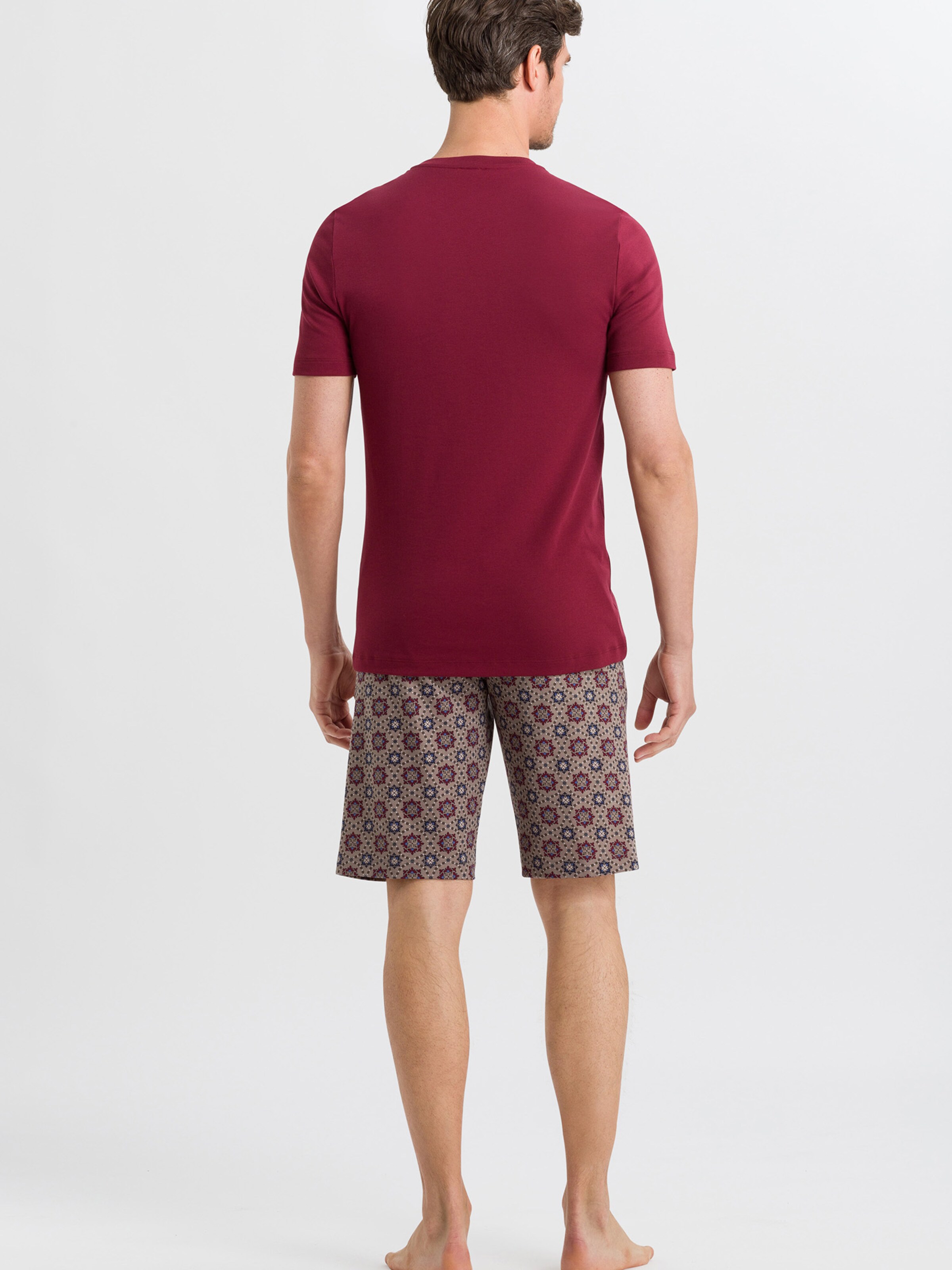Männer Wäsche Hanro Kurzarm Pyjama ' Night & Day ' in Braun, Bordeaux - DG85399 Männer Wäsche Hanro Kurzarm Pyjama ' Night & Day ' in Braun, Bordeaux - DG85399