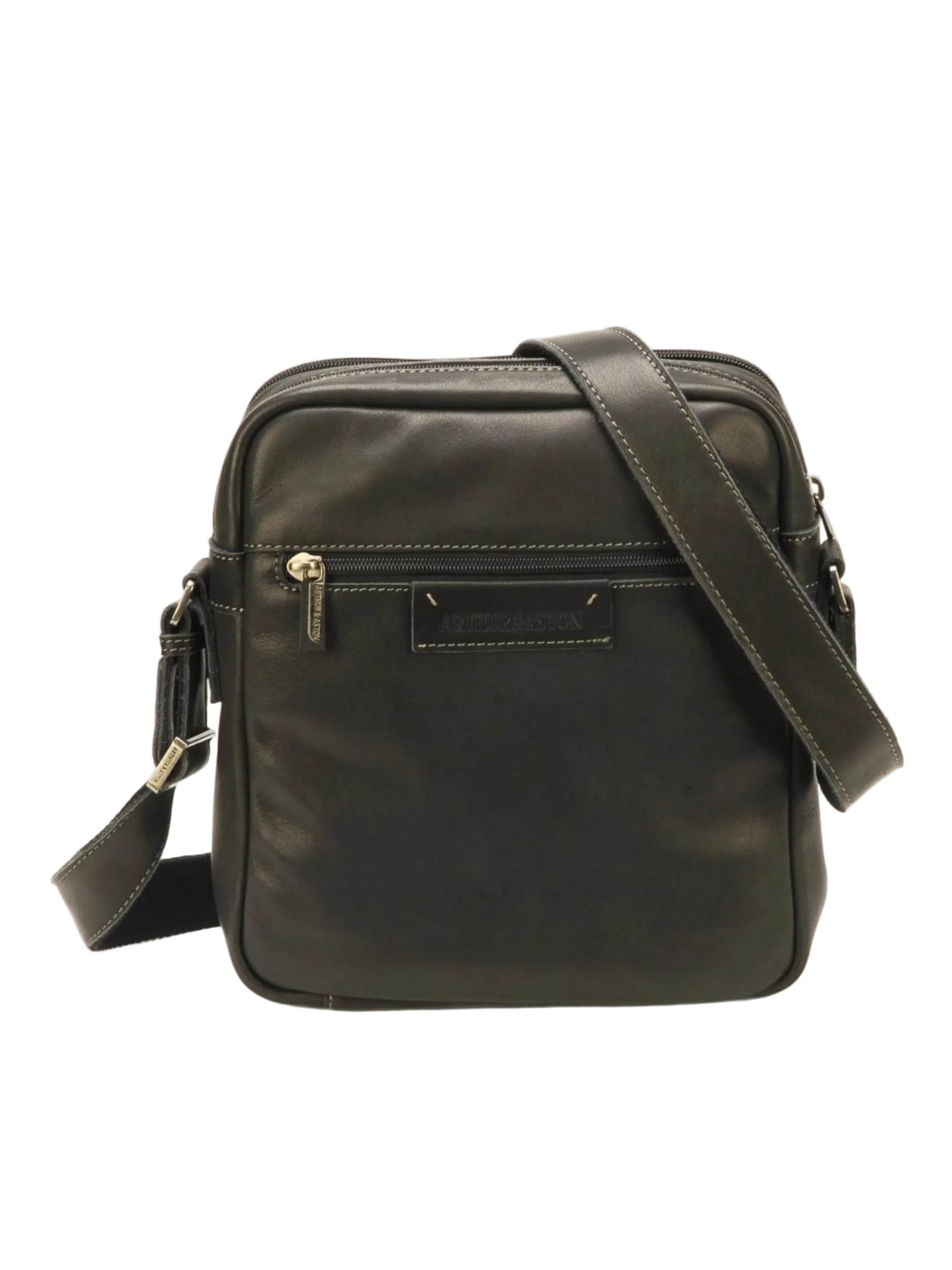 Arthur & Aston Schoudertas 'Arthur & Aston Sacoche Homme 2028-11 Noir' in Zwart: voorkant