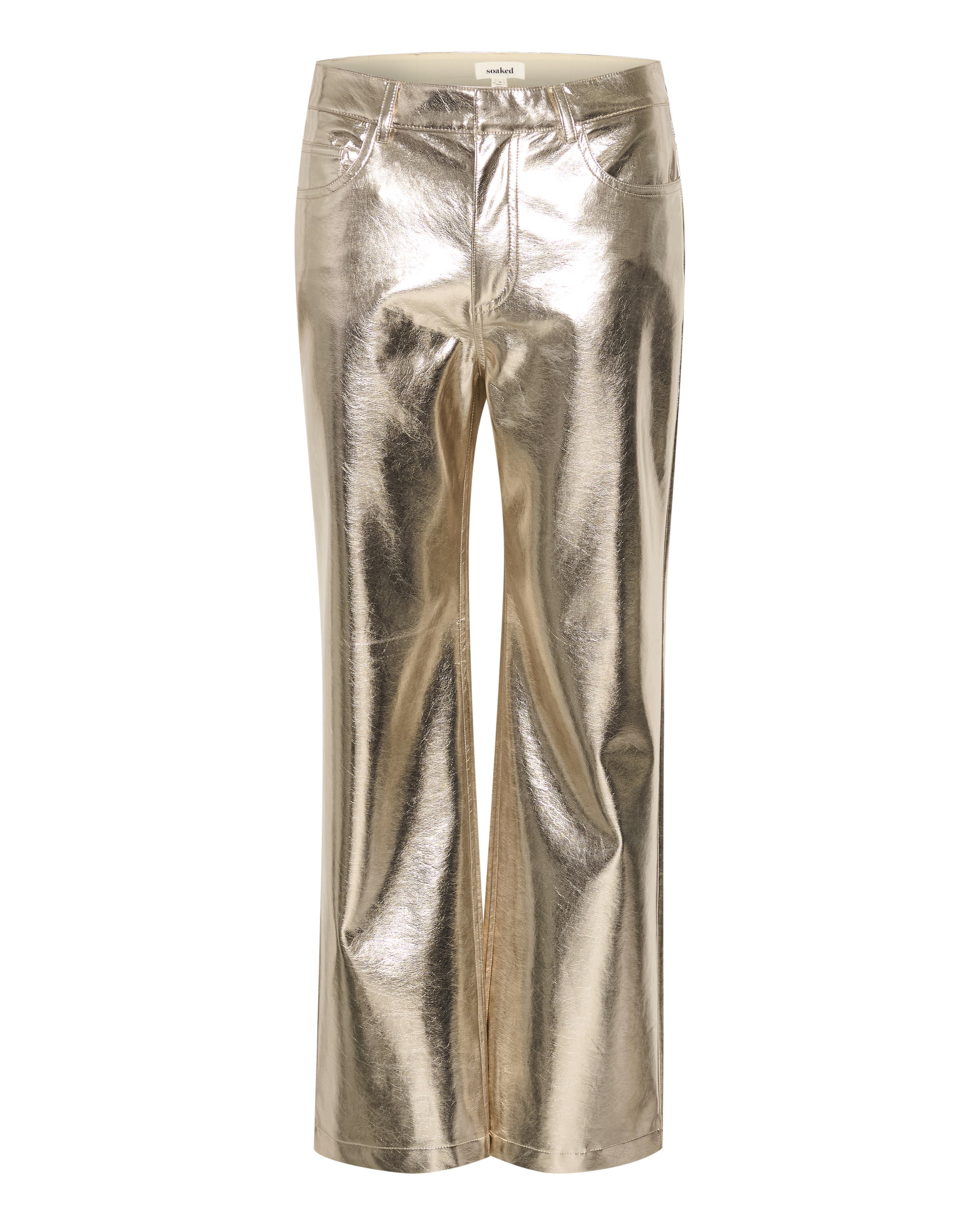 SOAKED IN LUXURY Slim fit Pants 'Danila' in Gold: front