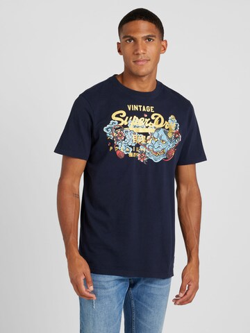 Superdry T-shirt 'Tokyo' i blå: framsida