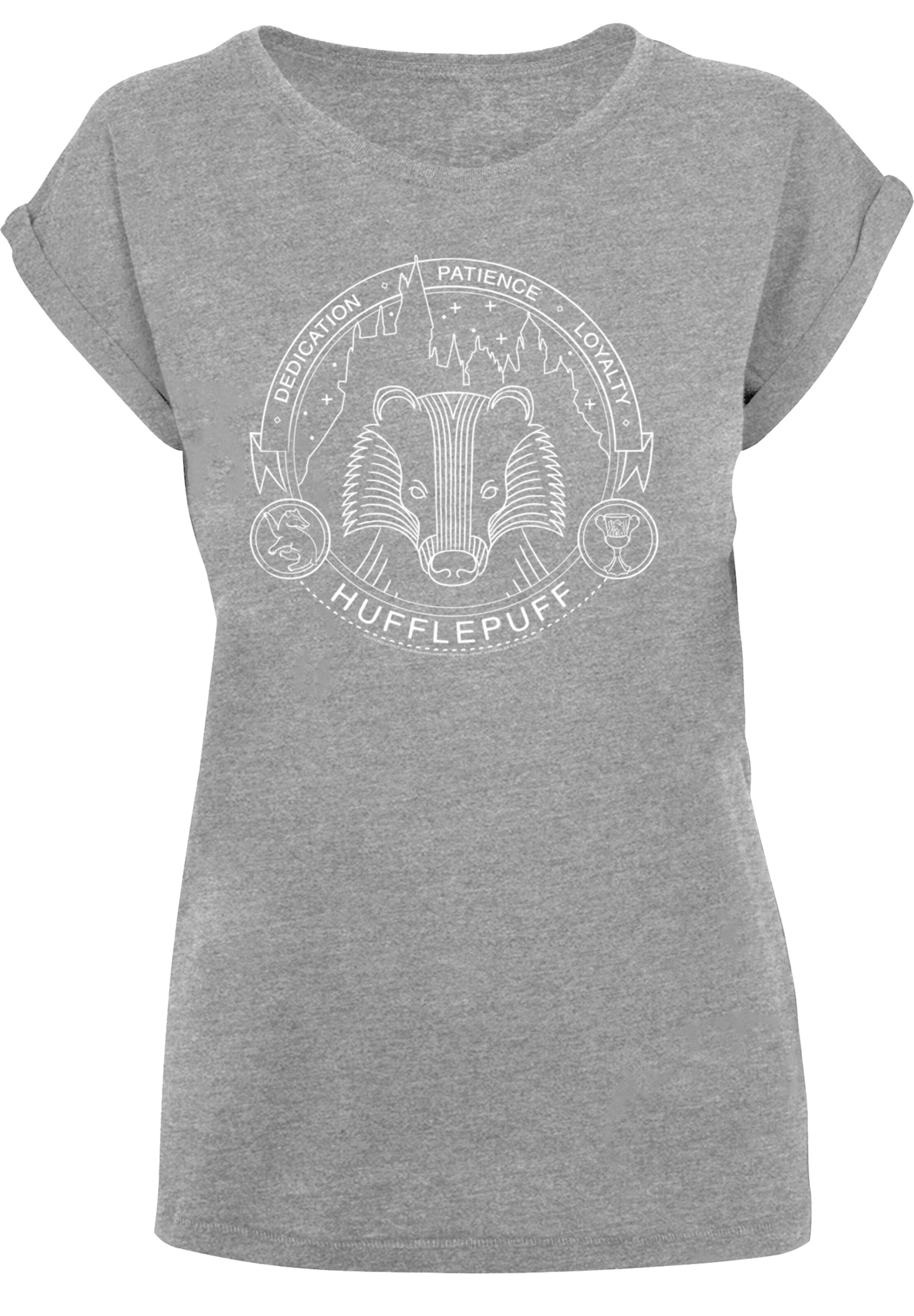 F4NT4STIC T-Shirt 'Harry Potter Hufflepuff Seal' in graumeliert / weiß, Produktansicht