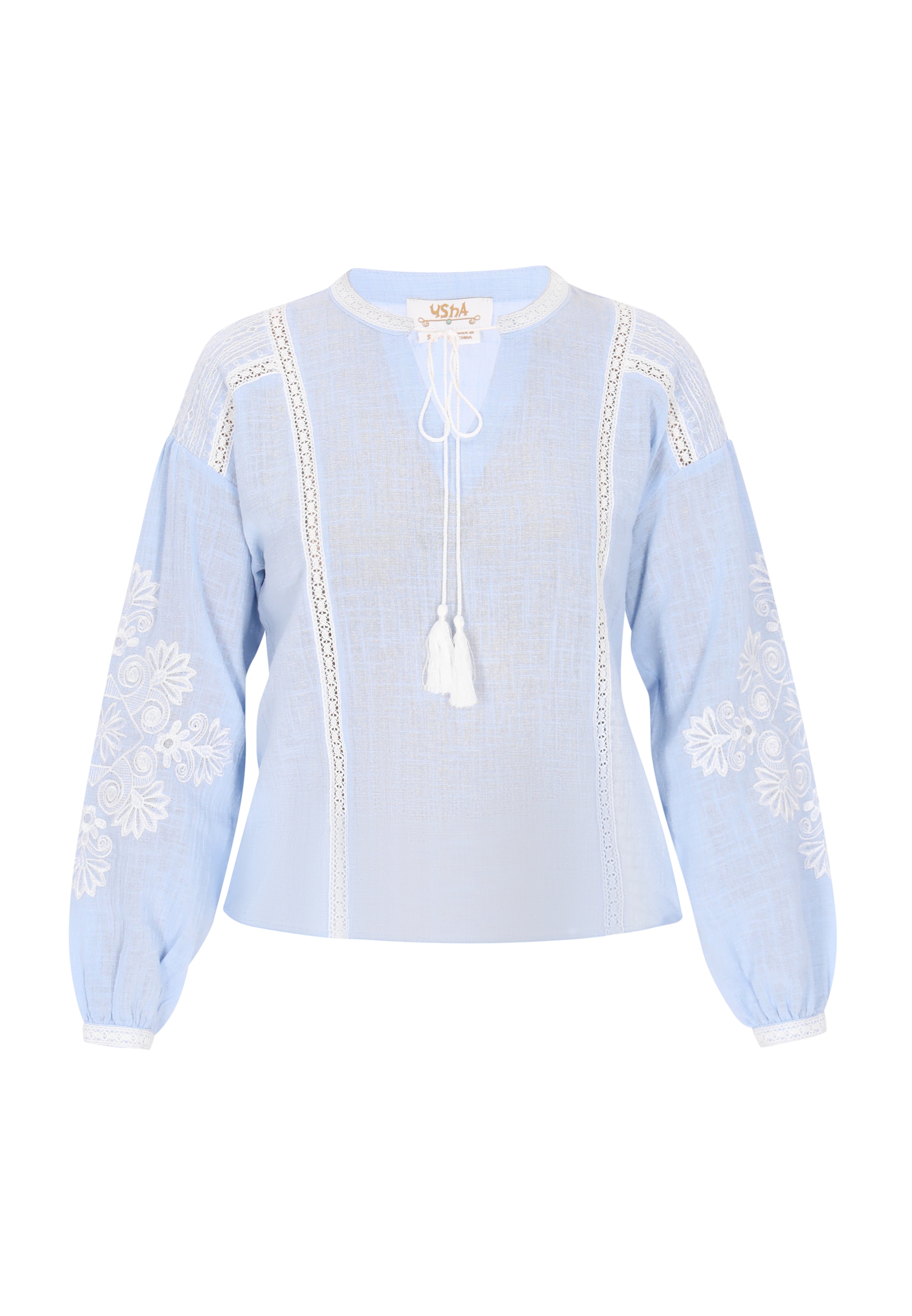 usha FESTIVAL Μπλούζα 'Spring Summer' σε γαλάζιο / λευκό, Άποψη προϊόντος