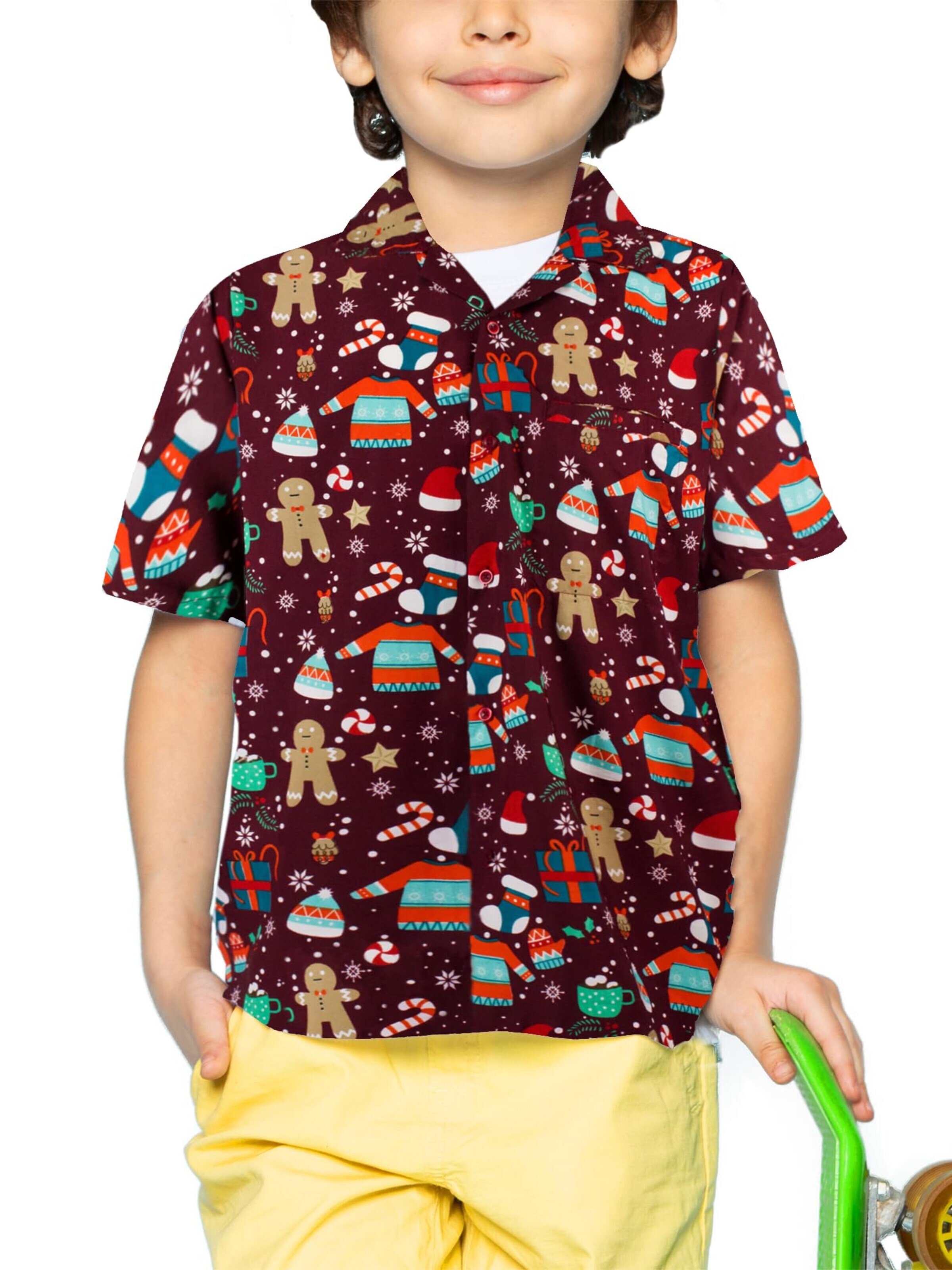 Regular fit Camicia 'Christmas Gingerbread' di King Kameha in rosso: frontale