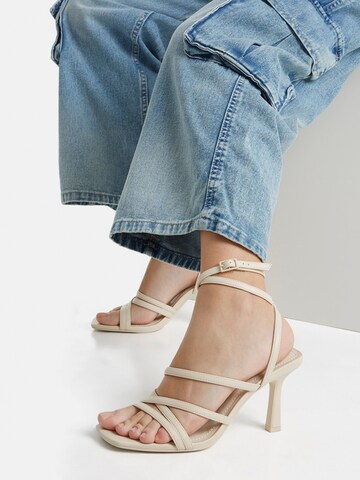 Bershka Strap Sandals in White: front