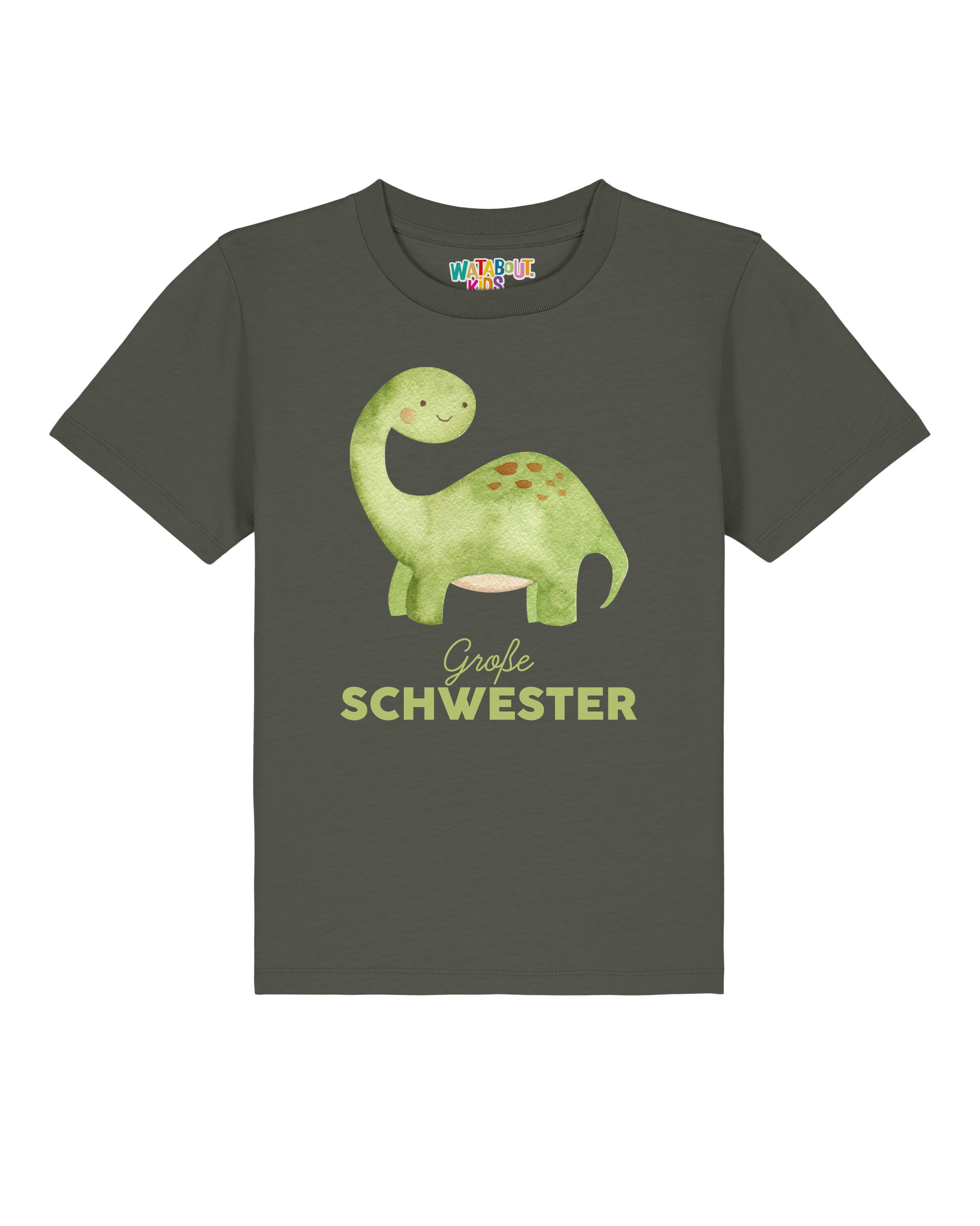 T-Shirt 'Dinosaurier 04 Große Schwester' watabout.kids en vert : devant