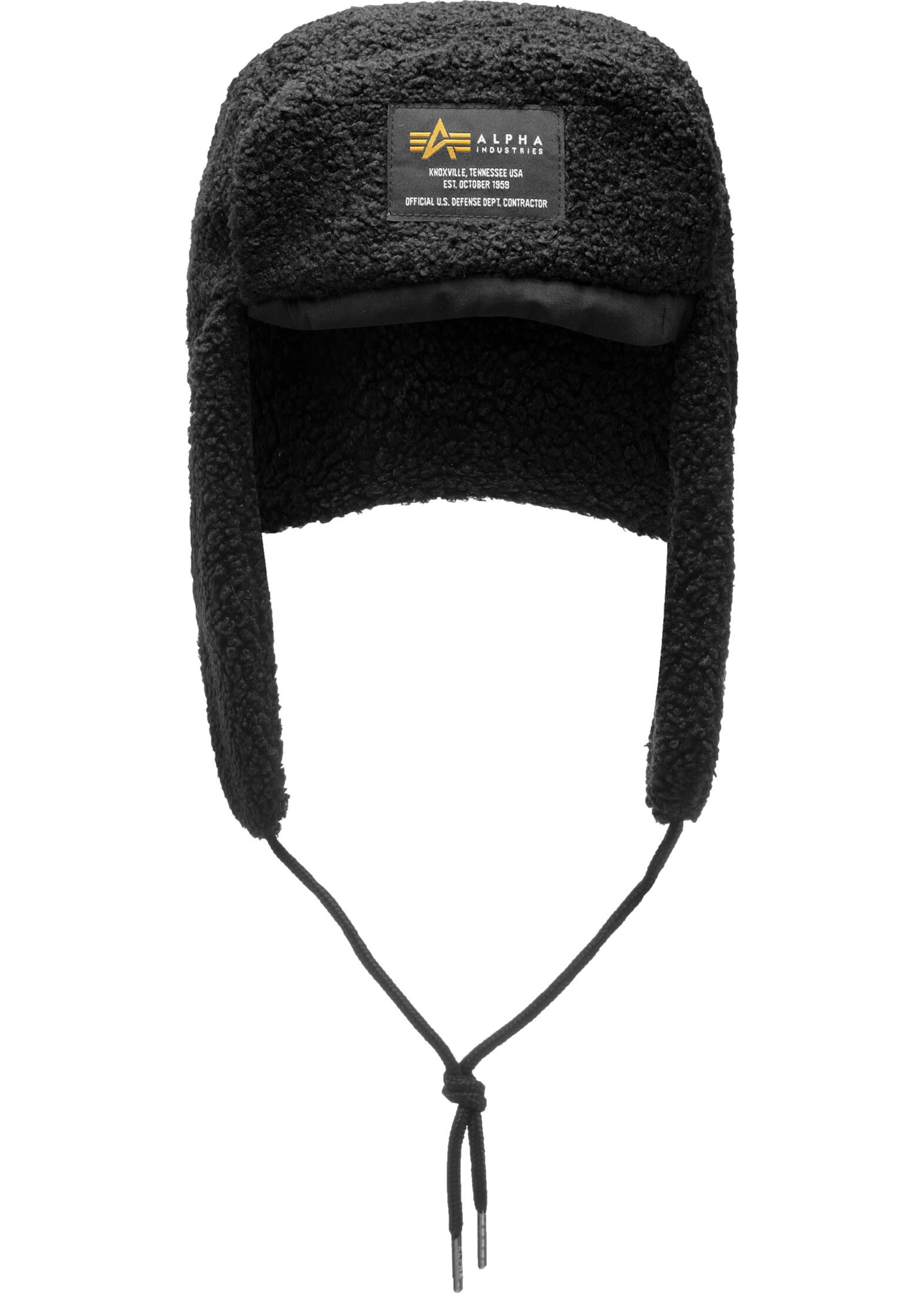 ALPHA INDUSTRIES Шапка в Черный: спереди