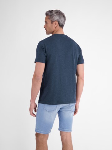 LERROS T-Shirt aus Baumwoll-Leinen-Mix in moderner 2-Tone-Optik in Blau