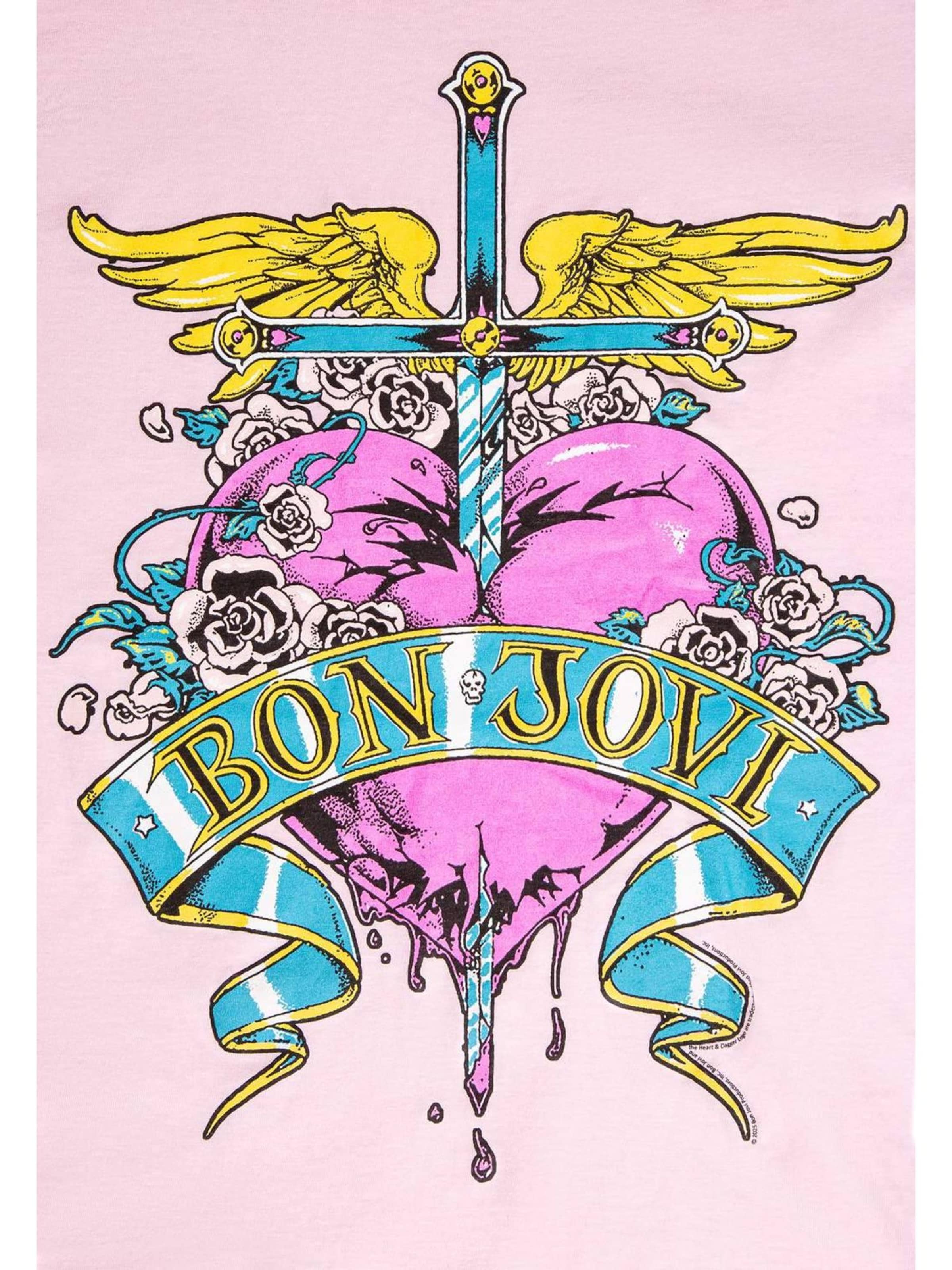 Bon Jovi Shirt 'Bon Jovi Heart Vintage T-Shirt' in Roze