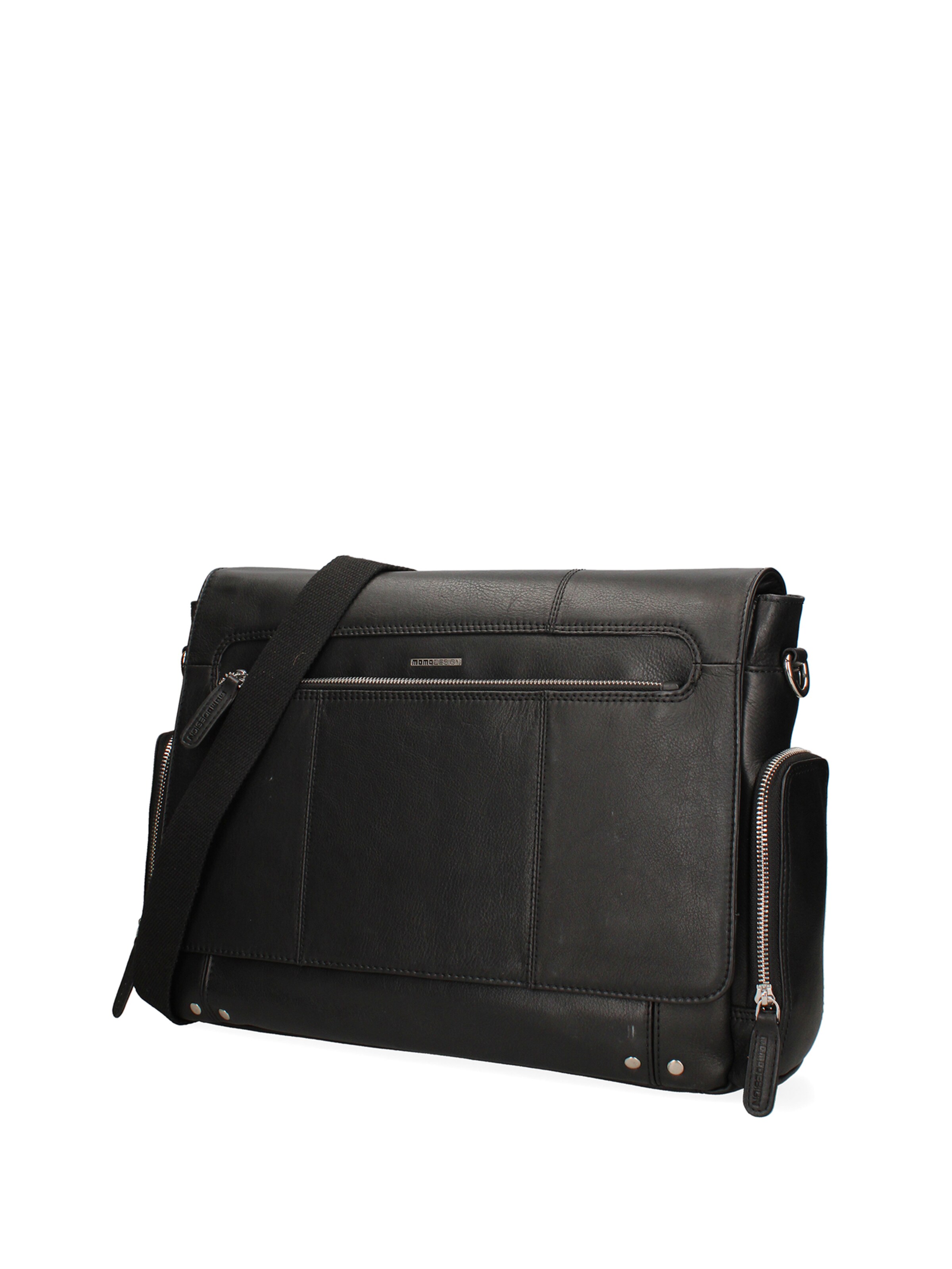 Borsa a tracolla 'Borsa a Tracolla Uomo Momo Design Vera Pelle Zip' di Momo Design in nero