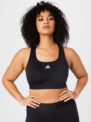 ADIDAS SPORTSWEAR Bustier Sport bh 'Powerreact Medium-Support ' in Zwart: voorkant