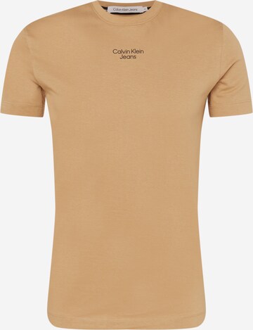 T-Shirt Calvin Klein Jeans en beige : devant