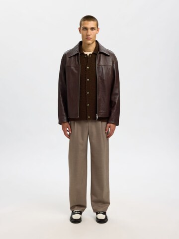 SELECTED Gebreid vest in Bruin